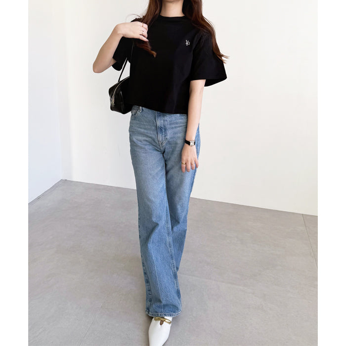 ジーラ GeeRA 【YOUING.】アナグラムロゴ刺繍Tシャツ （ブラック） ブラック