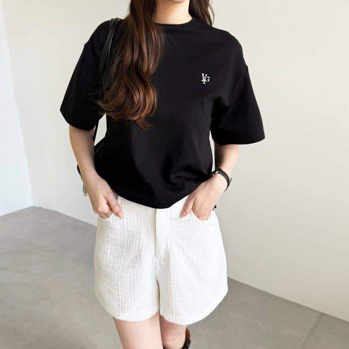 ジーラ GeeRA 【YOUING.】アナグラムロゴ刺繍Tシャツ （ブラック） ブラック