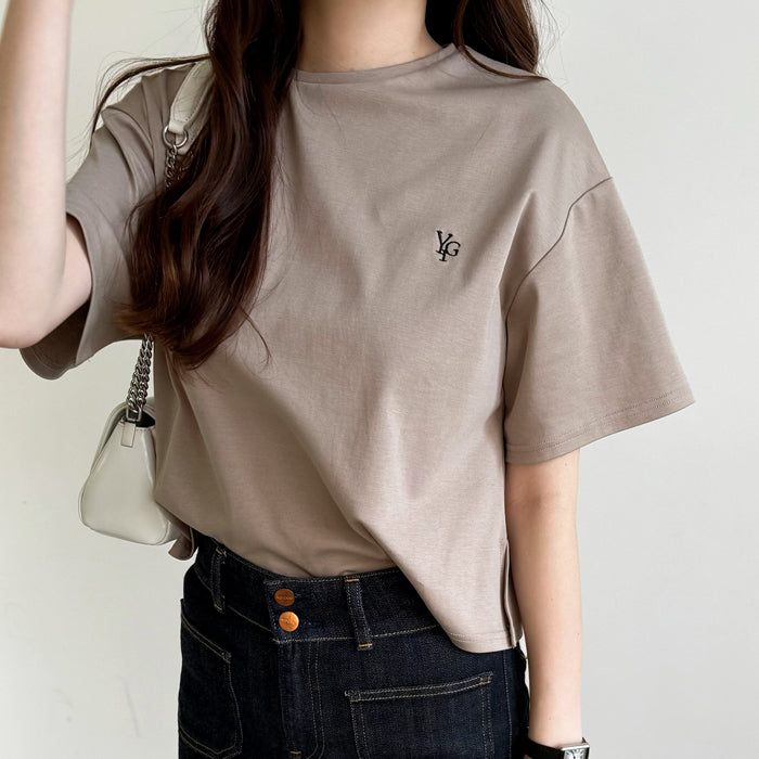 ジーラ GeeRA 【YOUING.】アナグラムロゴ刺繍Tシャツ （グレー） グレー