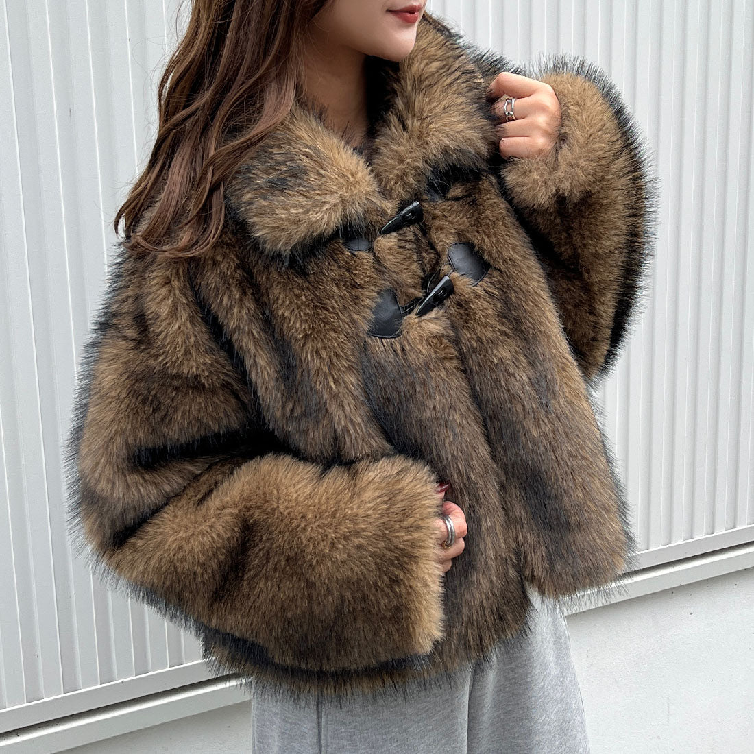 ジーラ GeeRA ミックスファートグル付ブルゾン （ライトブラウン） ライトブラウン