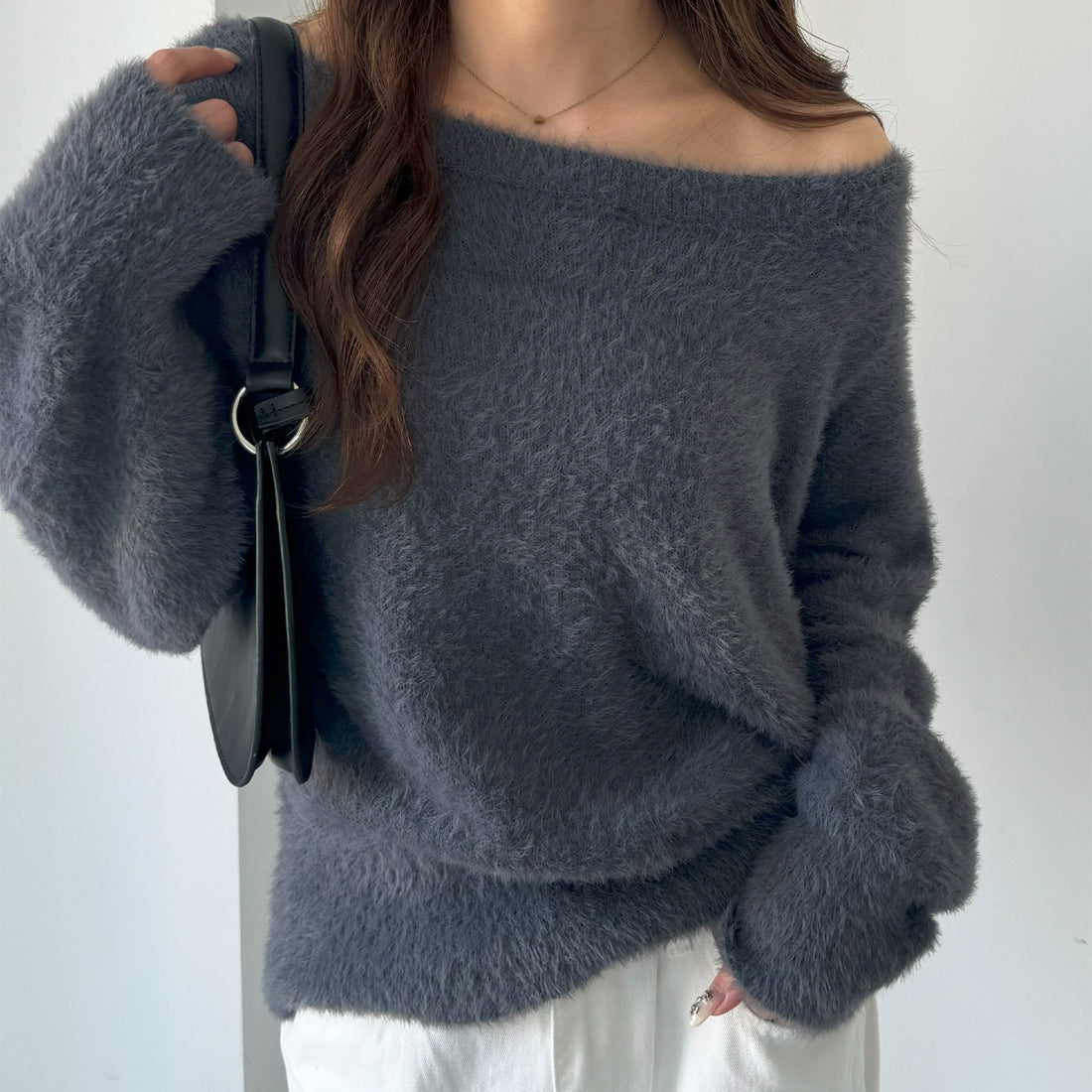 ジーラ GeeRA 【nelliy.】オフショルニット （チャコールグレー） チャコールグレー