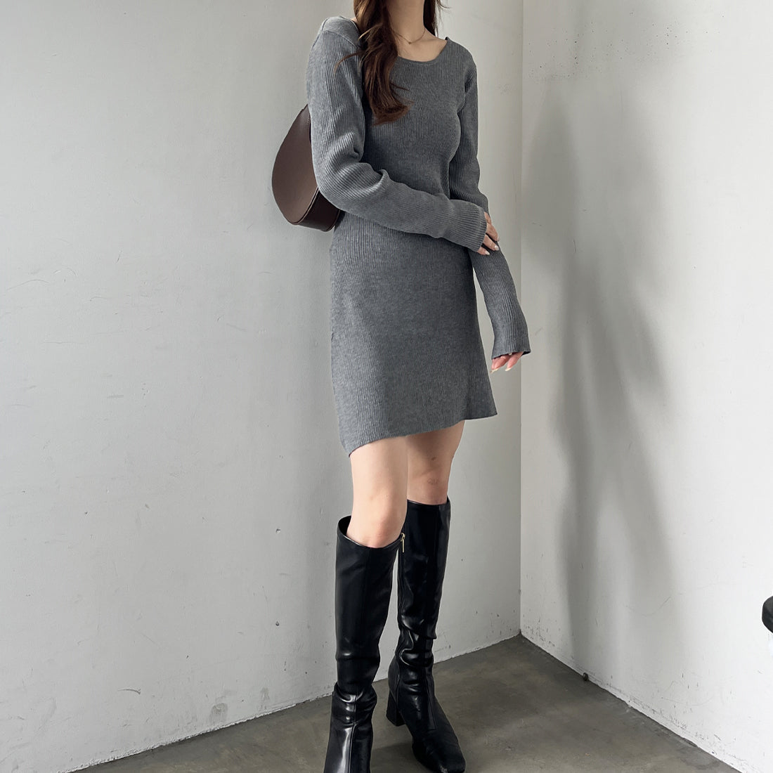 ジーラ GeeRA 【nelliy.】バックオープンワンピース （グレー（ミニ）） グレー（ミニ）