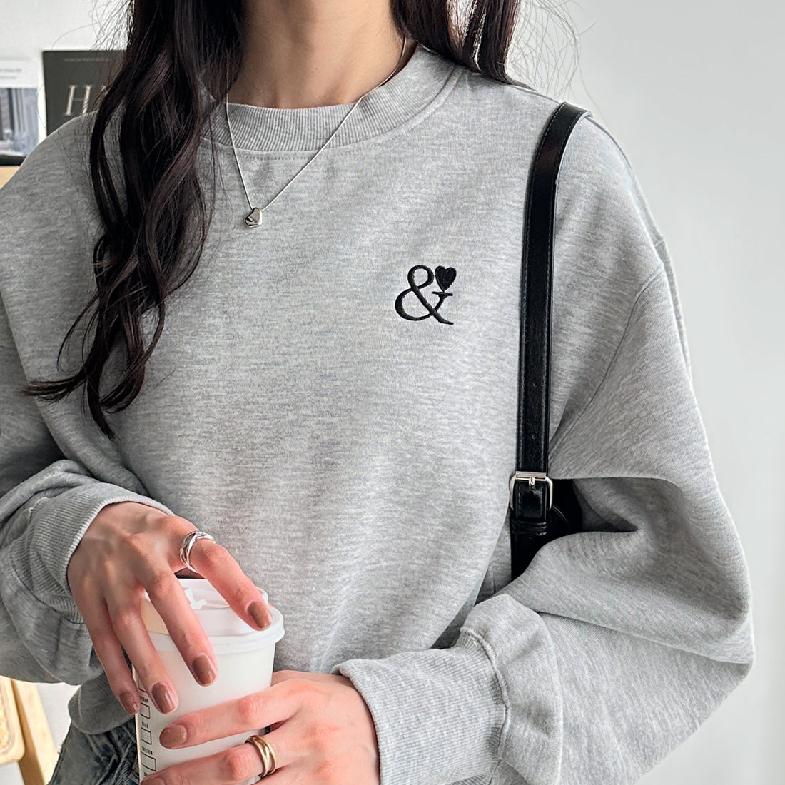 ジーラ GeeRA 裏起毛ワンポイント刺繍スウェットトップス （杢グレー） 杢グレー