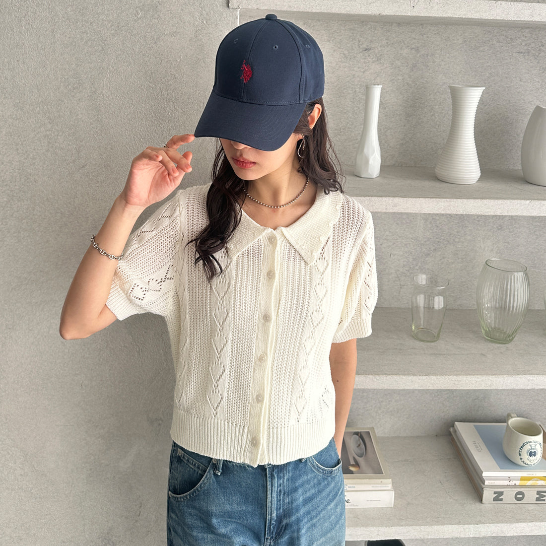 ジーラ GeeRA 【U.S. POLO ASSN.】綿100％深つばベースボールキャップ （ネイビー） ネイビー