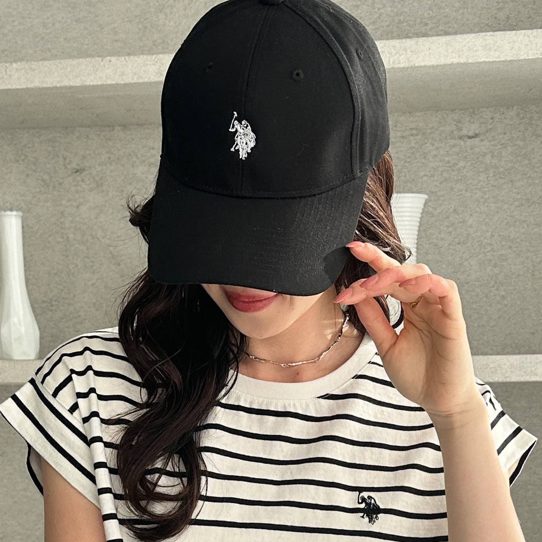 ジーラ GeeRA 【U.S. POLO ASSN.】綿100％深つばベースボールキャップ （ネイビー） ネイビー
