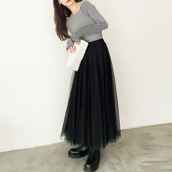 ジーラ GeeRA フレアーチュールロングスカート