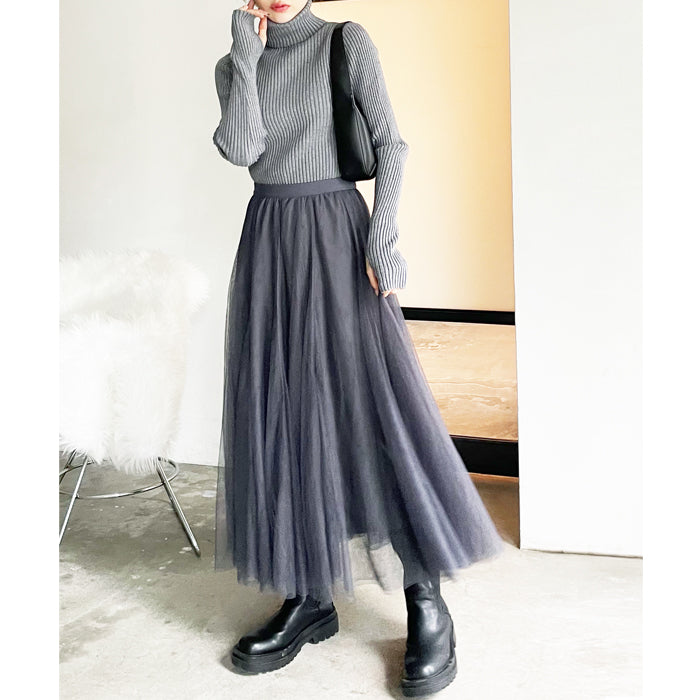 ジーラ GeeRA フレアーチュールロングスカート