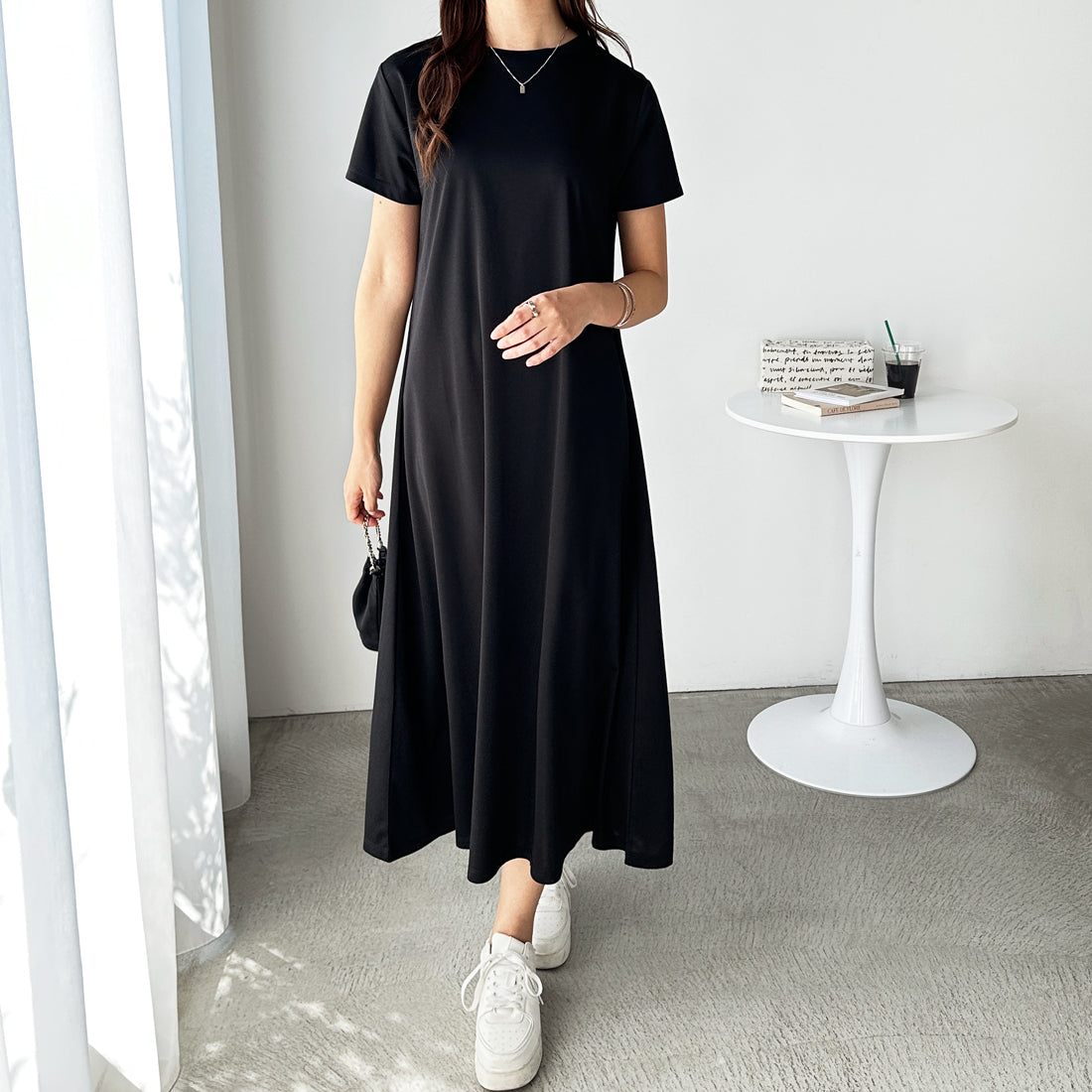 ジーラ GeeRA 【接触冷感】フレアーシルエットロングワンピース （ブラック） ブラック