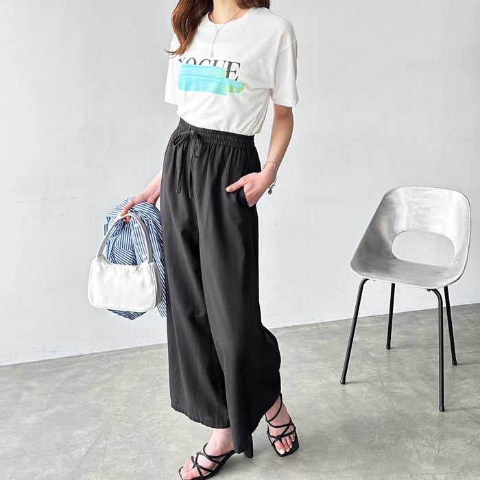 ジーラ GeeRA 麻入りリラックスワイドパンツ