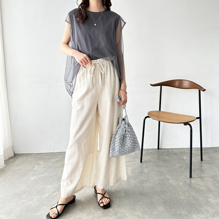 ジーラ GeeRA 麻入りリラックスワイドパンツ