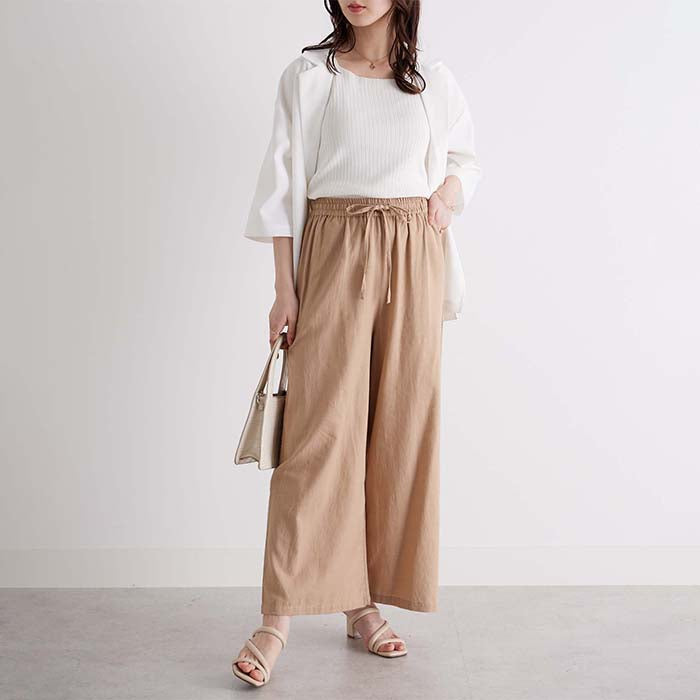 ジーラ GeeRA 麻入りリラックスワイドパンツ