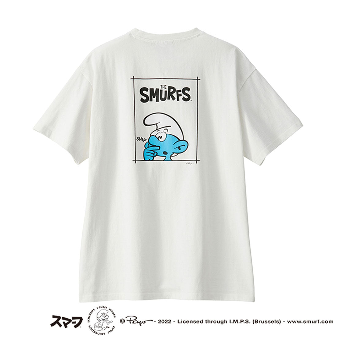 ジーラ GeeRA 【スマーフ】コラボプリントTシャツ （ビッグプリント白） ビッグプリント白