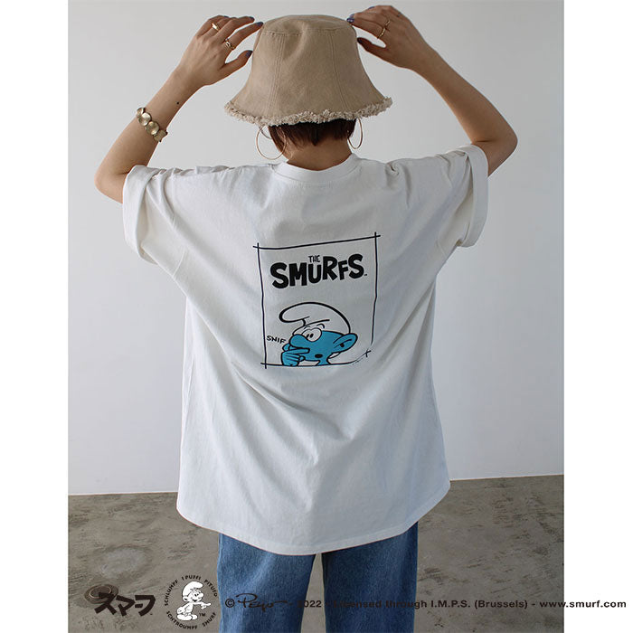 ジーラ GeeRA 【スマーフ】コラボプリントTシャツ （ビッグプリント白） ビッグプリント白
