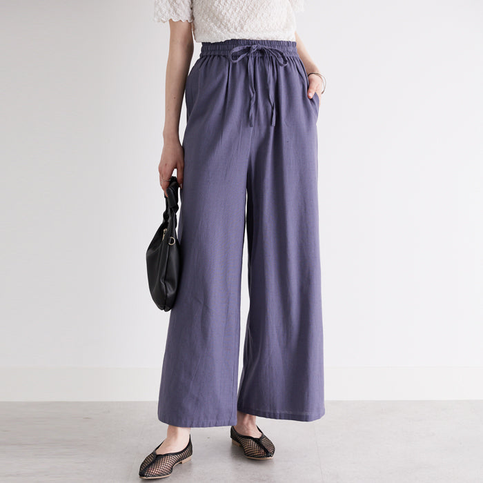 ジーラ GeeRA 麻入りリラックスワイドパンツ