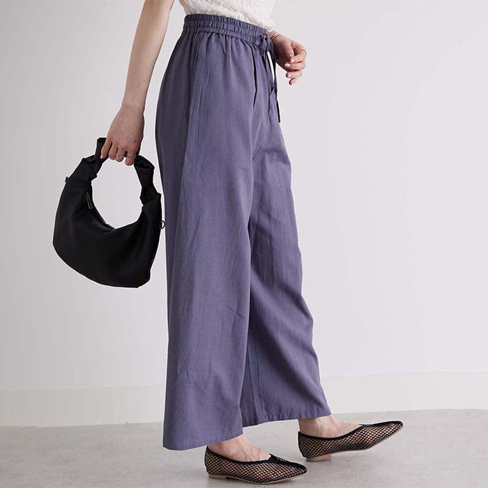 ジーラ GeeRA 麻入りリラックスワイドパンツ