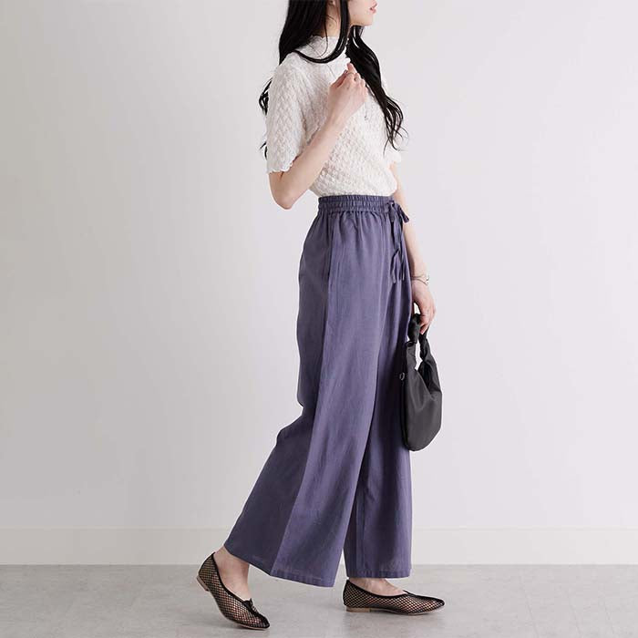 ジーラ GeeRA 麻入りリラックスワイドパンツ