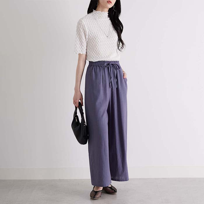 ジーラ GeeRA 麻入りリラックスワイドパンツ
