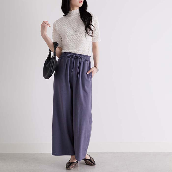 ジーラ GeeRA 麻入りリラックスワイドパンツ
