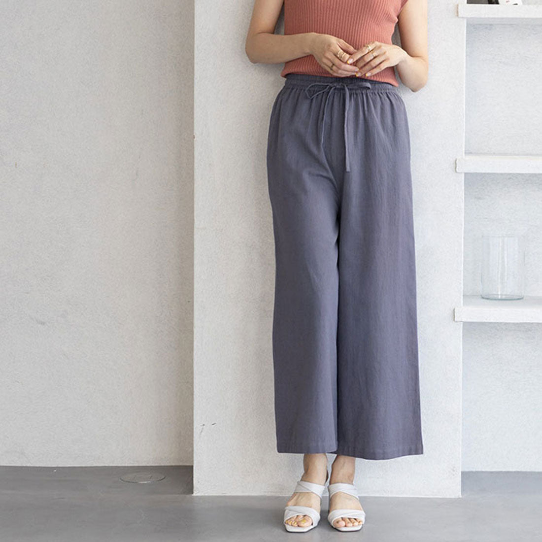 ジーラ GeeRA 麻入りリラックスワイドパンツ