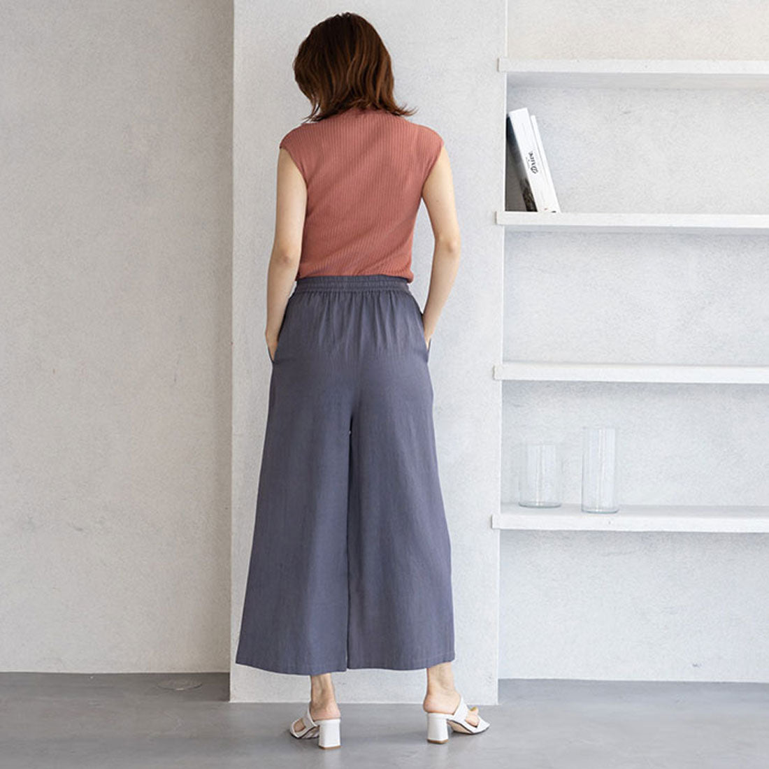 ジーラ GeeRA 麻入りリラックスワイドパンツ