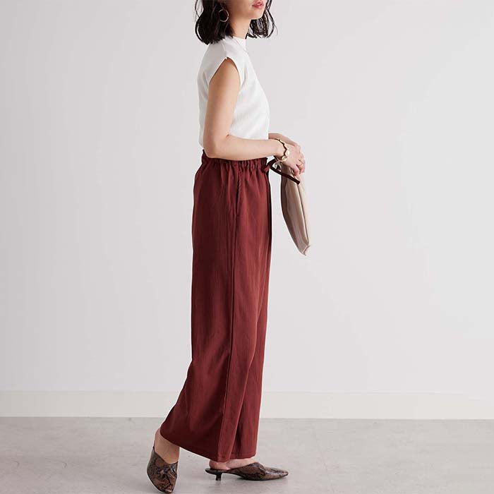 ジーラ GeeRA 麻入りリラックスワイドパンツ