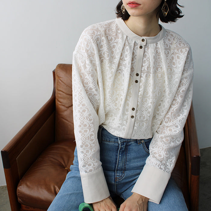 ジーラ GeeRA 前後2WAYブロック柄レースシャツ