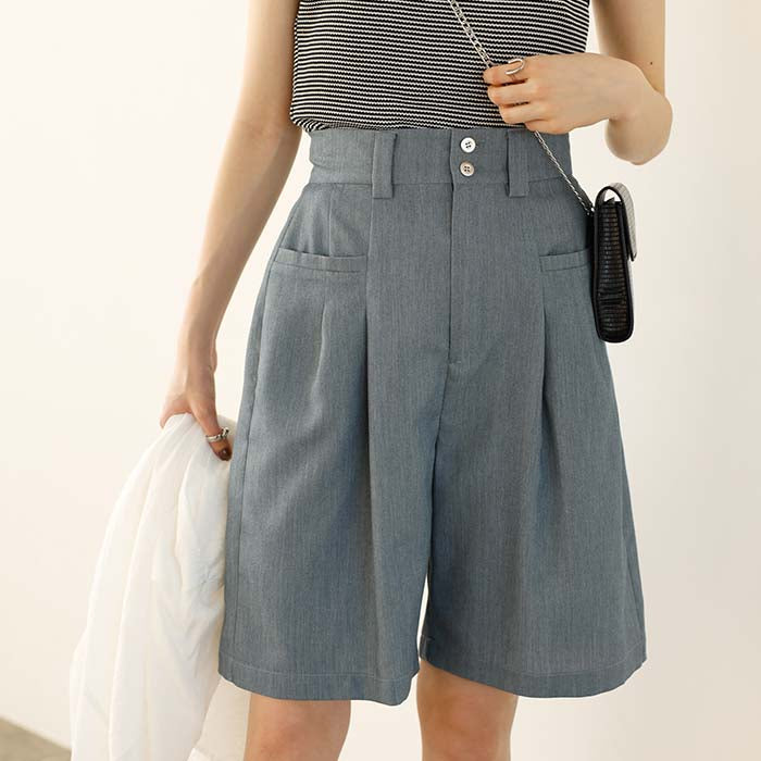 ジーラ GeeRA デザインポケットハーフパンツ,杢ブルー