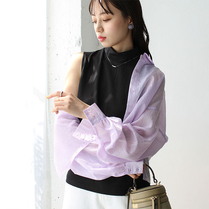 ジーラ GeeRA カットジャカードノースリーブハイネックブラウス