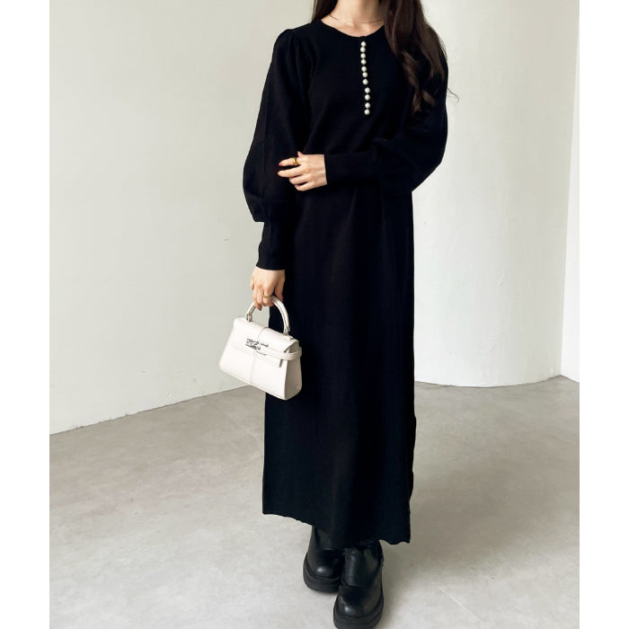 ジーラ GeeRA 前後2WAYパール使いニットワンピース