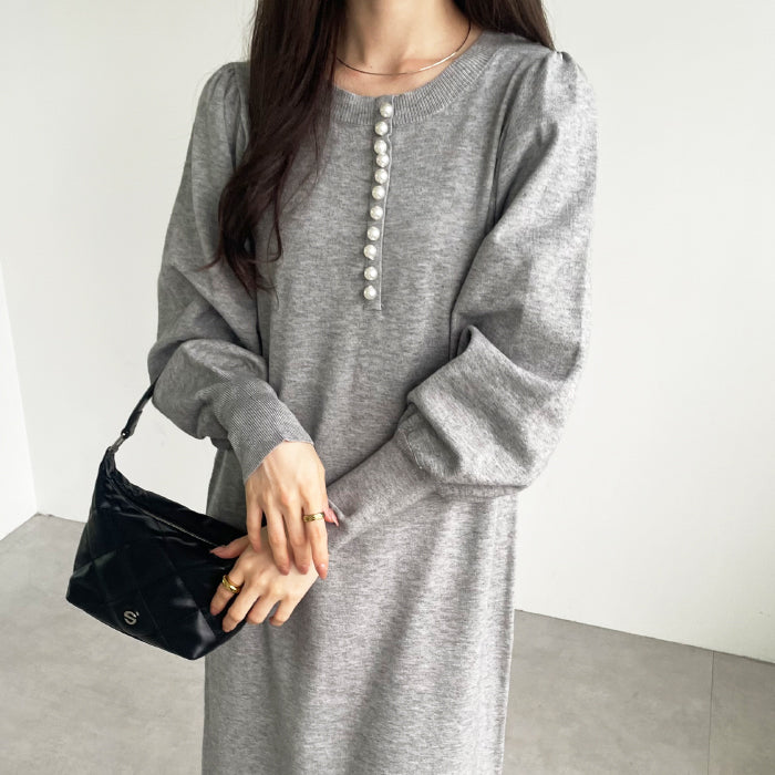 ジーラ GeeRA 前後2WAYパール使いニットワンピース