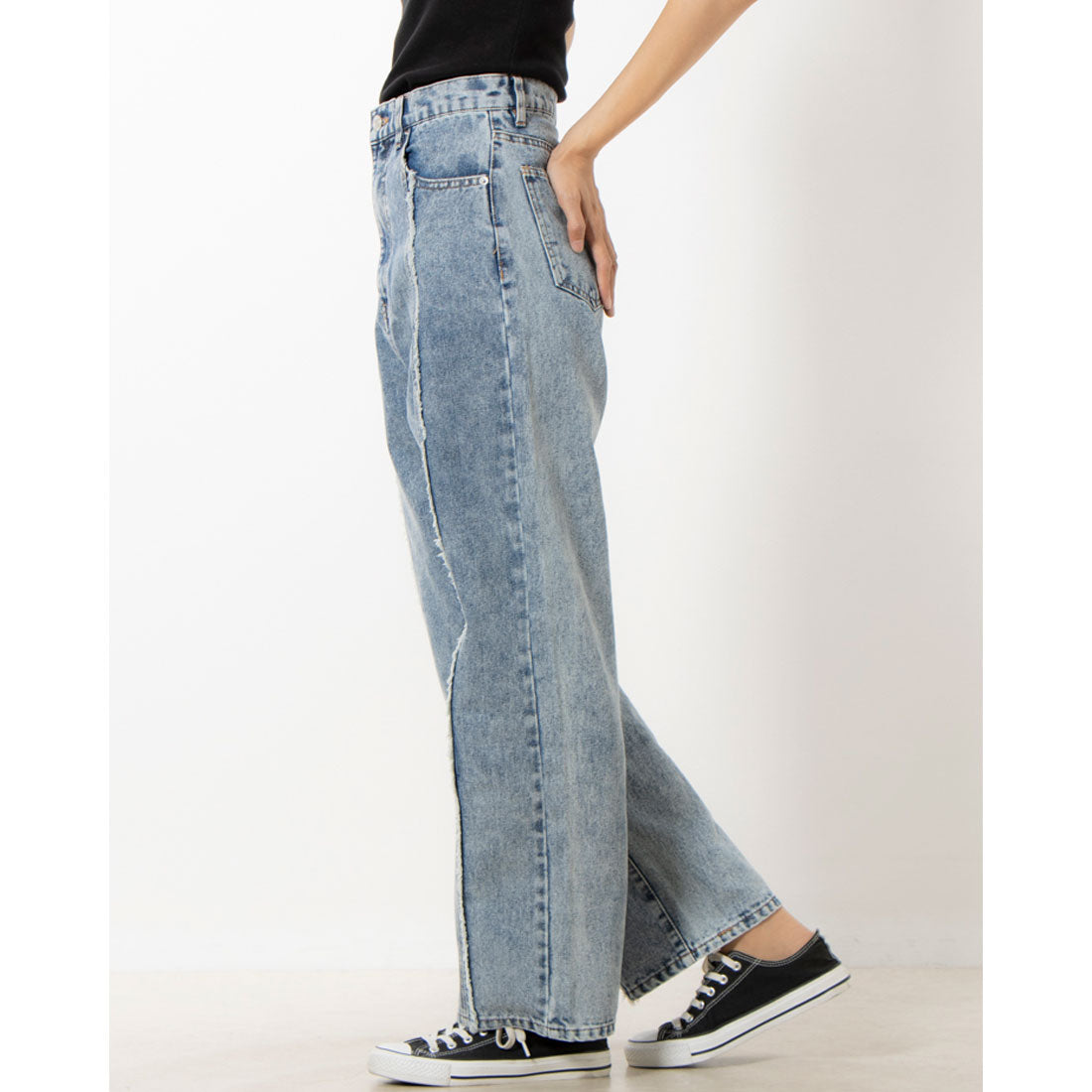 ジーラ GeeRA センター切替ワイドデニムパンツ
