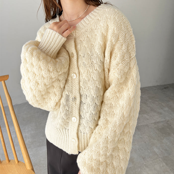ジーラ GeeRA ポコポコケーブル編ニットカーディガン
