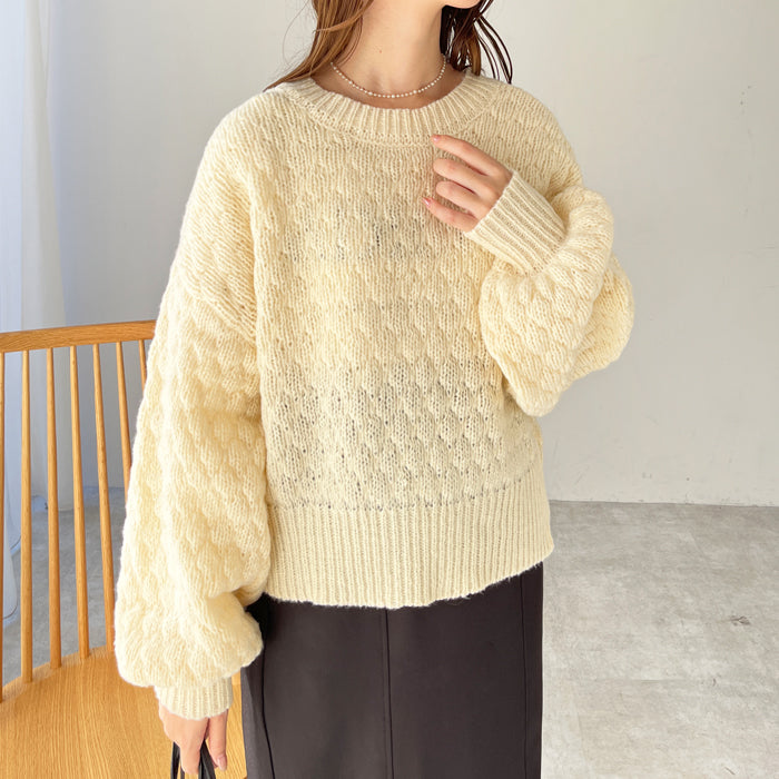 ジーラ GeeRA ポコポコケーブル編ニットカーディガン