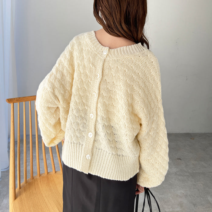 ジーラ GeeRA ポコポコケーブル編ニットカーディガン