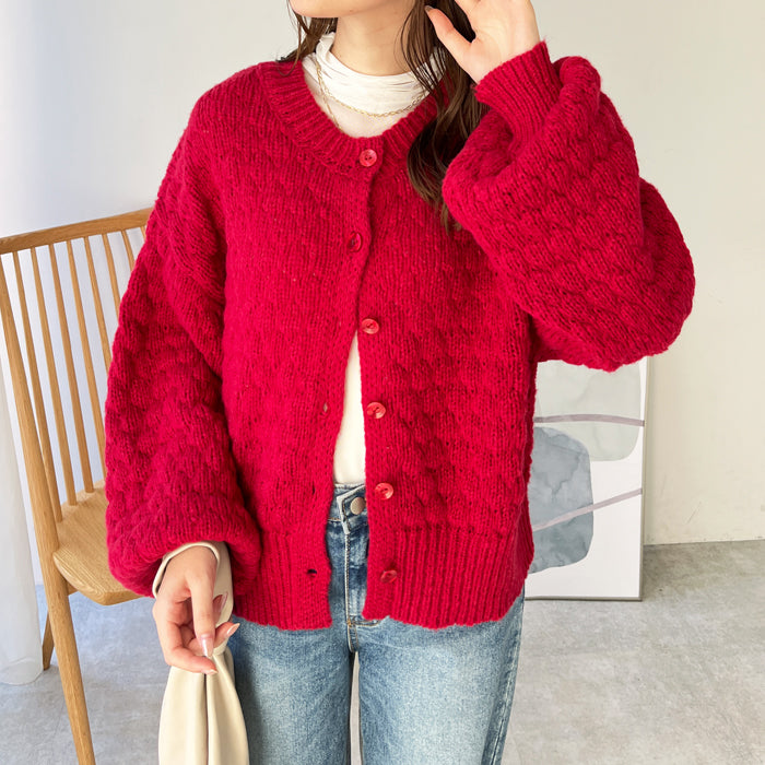 ジーラ GeeRA ポコポコケーブル編ニットカーディガン