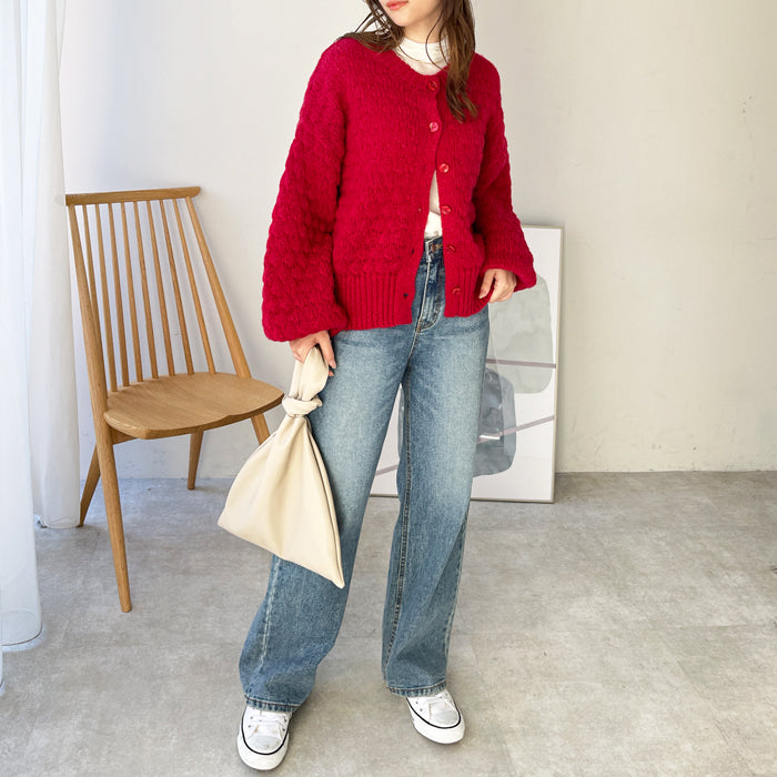 ジーラ GeeRA ポコポコケーブル編ニットカーディガン