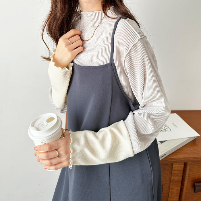 ジーラ GeeRA 異素材ドッキング配色メロープルオーバー