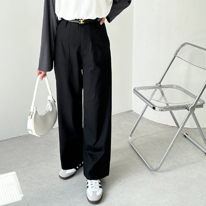 ジーラ GeeRA コットンワイドベイカーパンツ （ブラック） ブラック