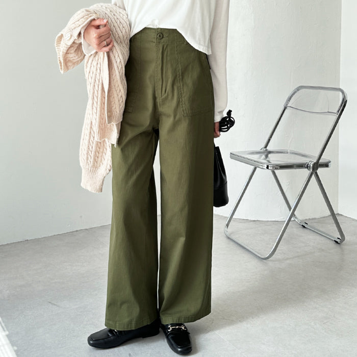 ジーラ GeeRA コットンワイドベイカーパンツ （ブラック） ブラック