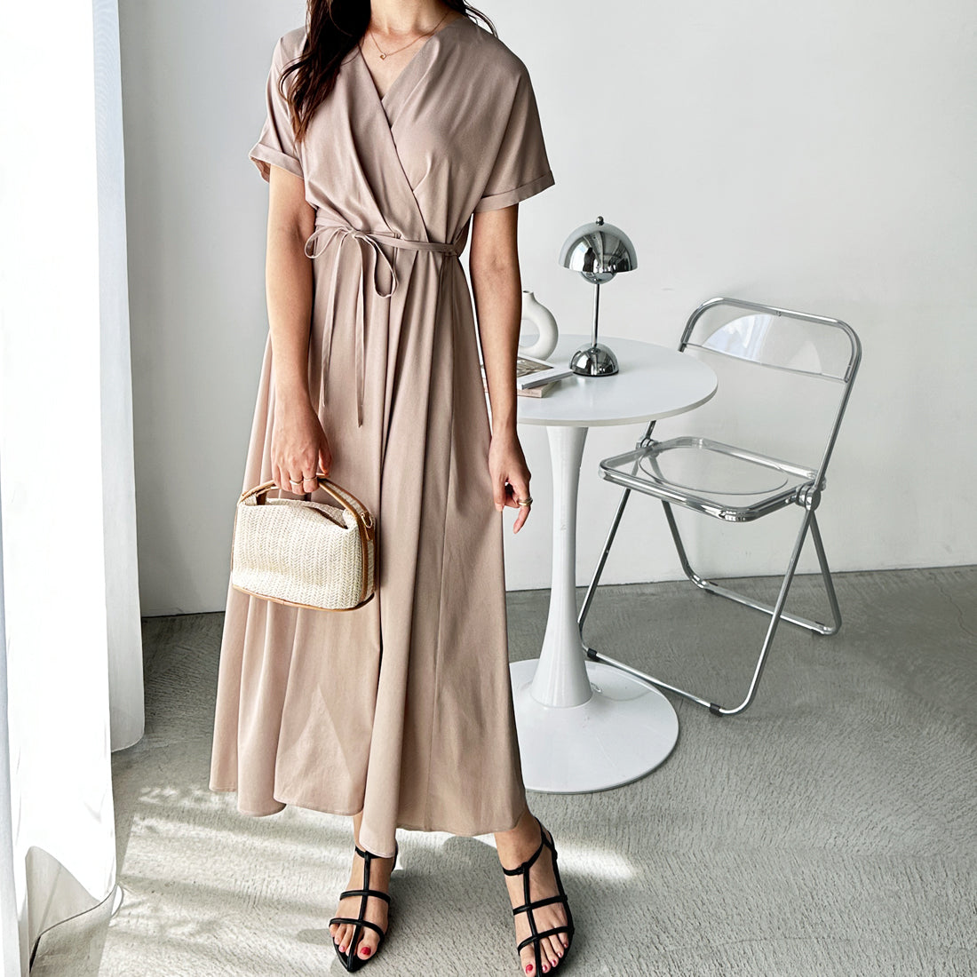 ジーラ GeeRA カシュクールフレアーワンピース （ブルー） ブルー