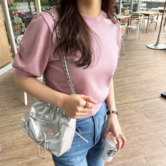 ジーラ GeeRA ラメパフスリーブニット （ピンク） ピンク