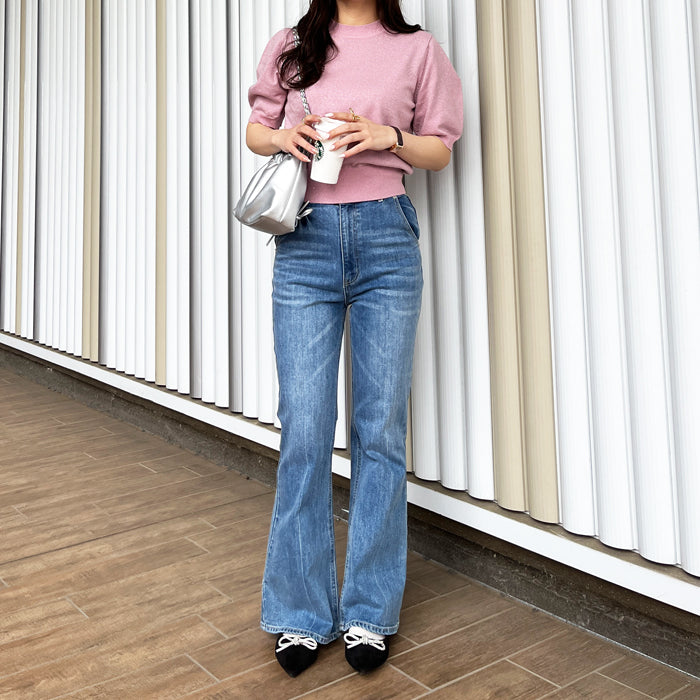 ジーラ GeeRA ラメパフスリーブニット （ピンク） ピンク