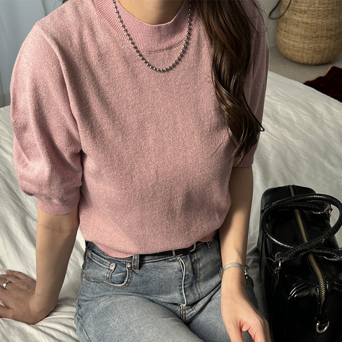 ジーラ GeeRA ラメパフスリーブニット （ピンク） ピンク