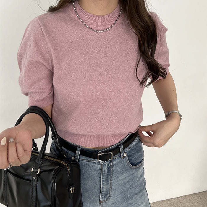 ジーラ GeeRA ラメパフスリーブニット （ピンク） ピンク