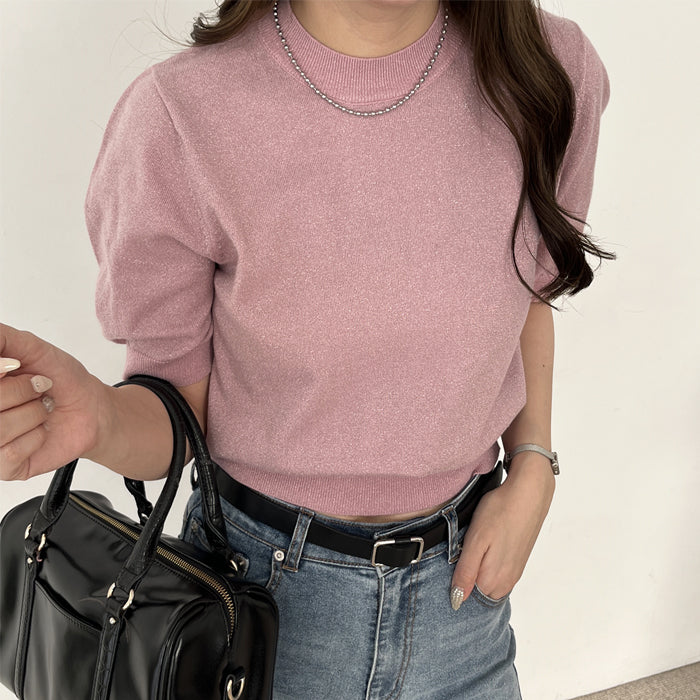 ジーラ GeeRA ラメパフスリーブニット （ピンク） ピンク