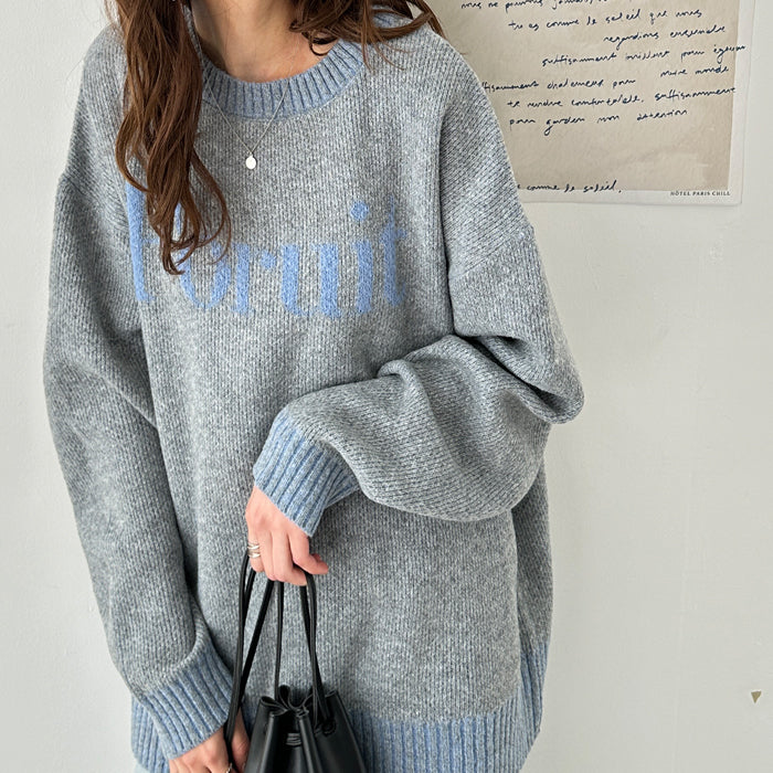 ジーラ GeeRA モヘアライクジャガードロゴニット （グレー系） グレー系