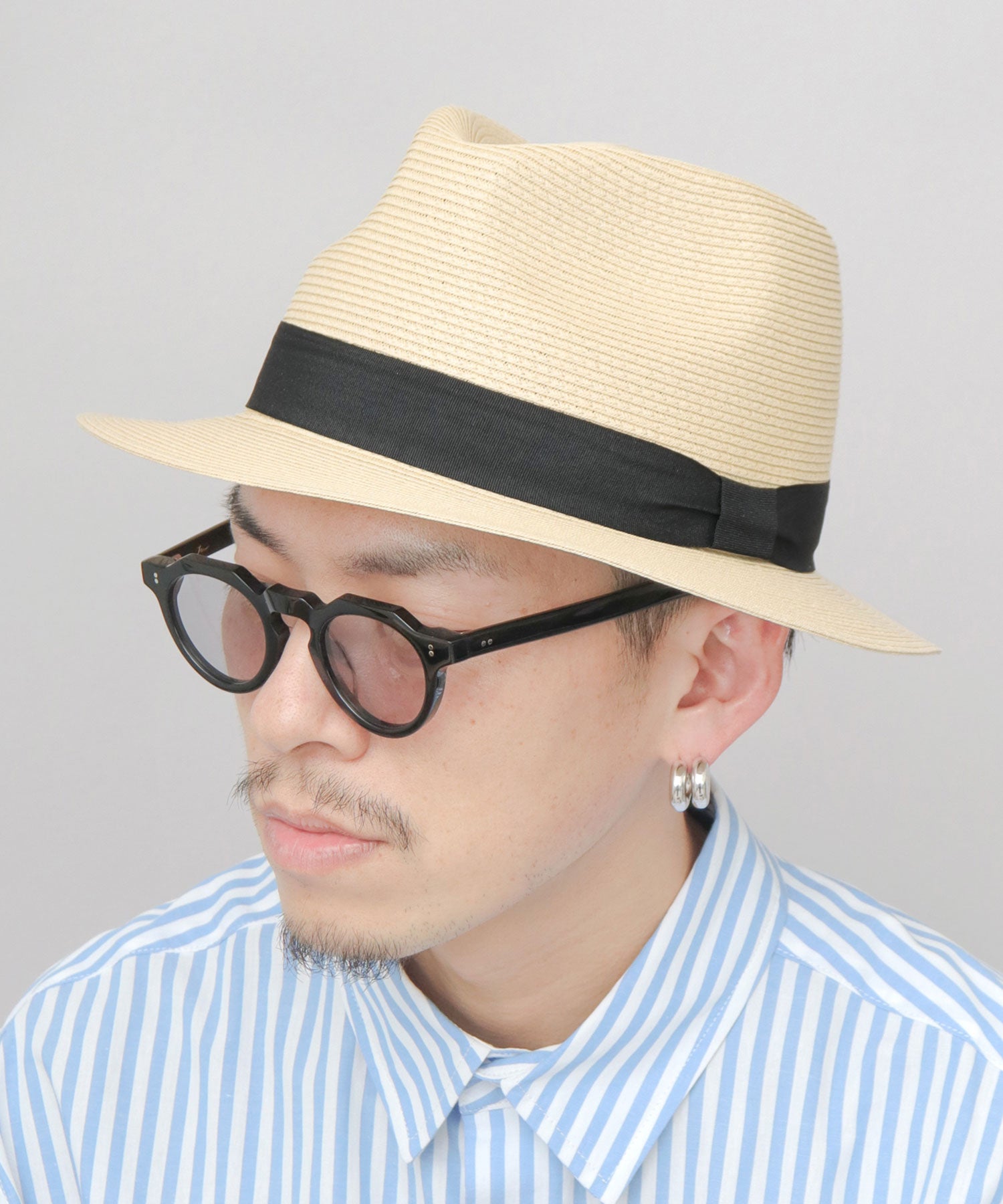 ルーベン Ruben 6mm細ブレード ペーパー（麦わら風） 中折れハット （ベージュ） ベージュ