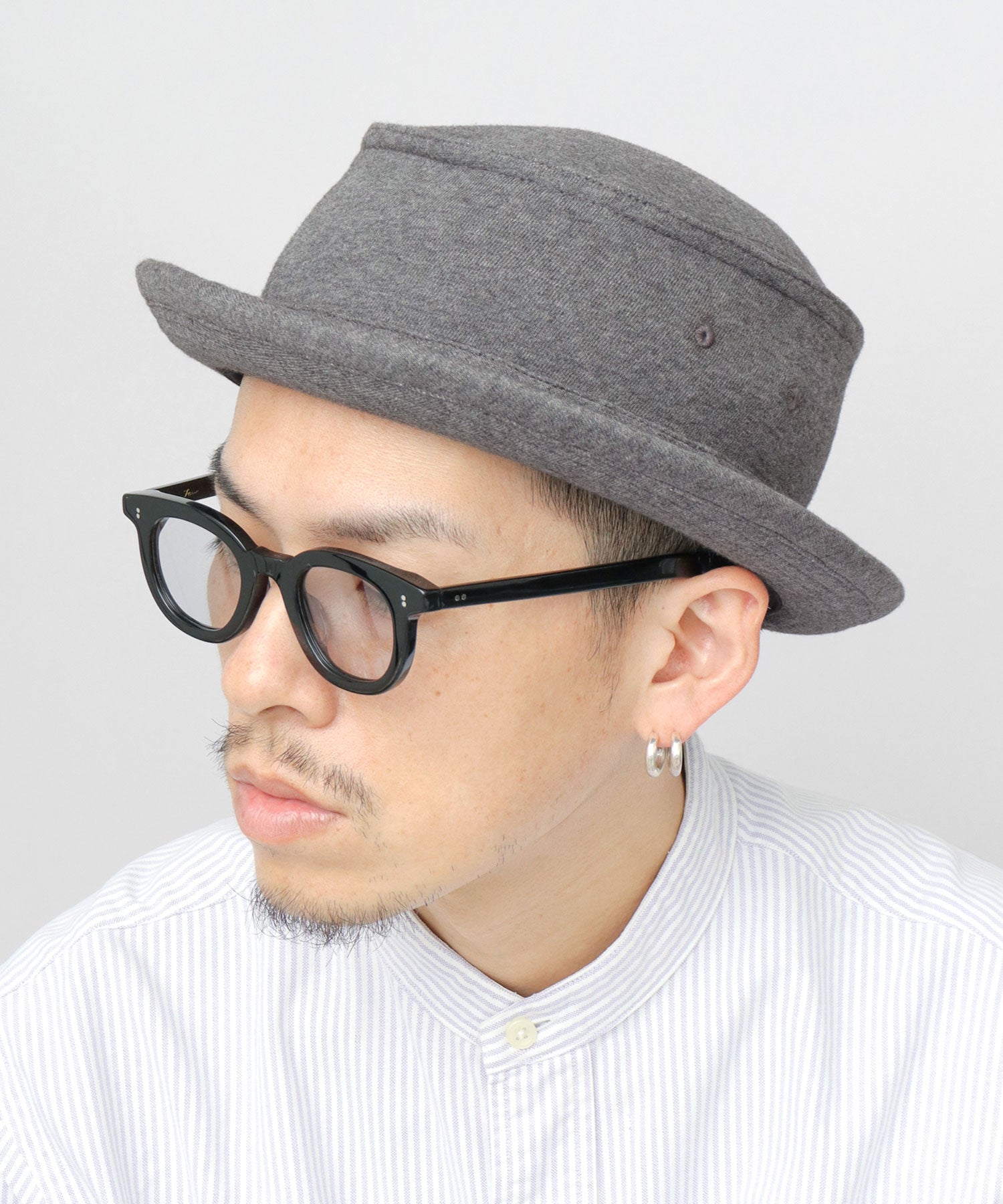 レックハッター Req Hatter ハット ポークパイハット メンズ 帽子 デニム コットン スウェット 3素材 つば短め つば 短い （ブラック-B(スウェット)） ブラック-B(スウェット)