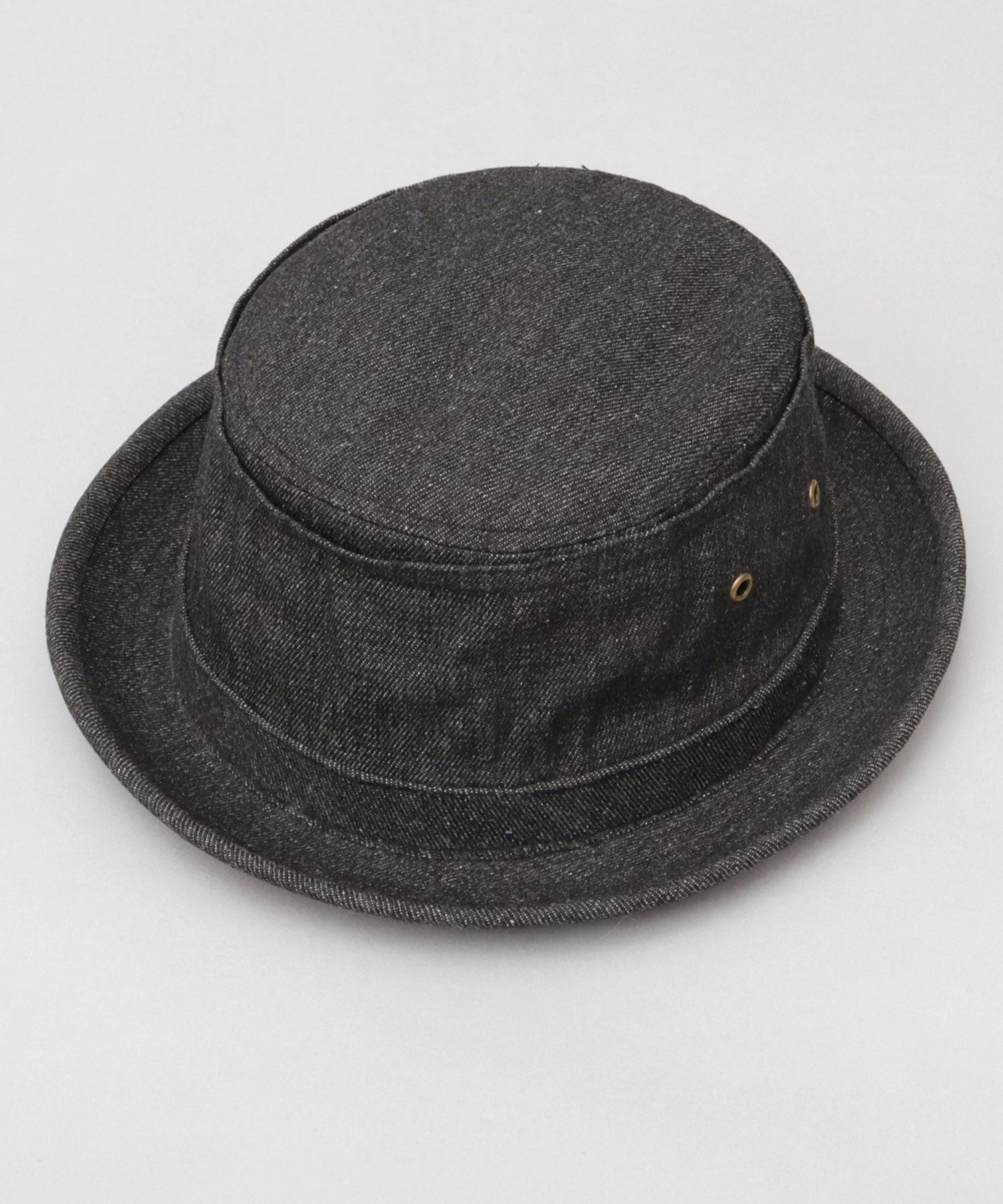 レックハッター Req Hatter ハット ポークパイハット メンズ 帽子 デニム コットン スウェット 3素材 つば短め つば 短い （ブラック-B(スウェット)） ブラック-B(スウェット)