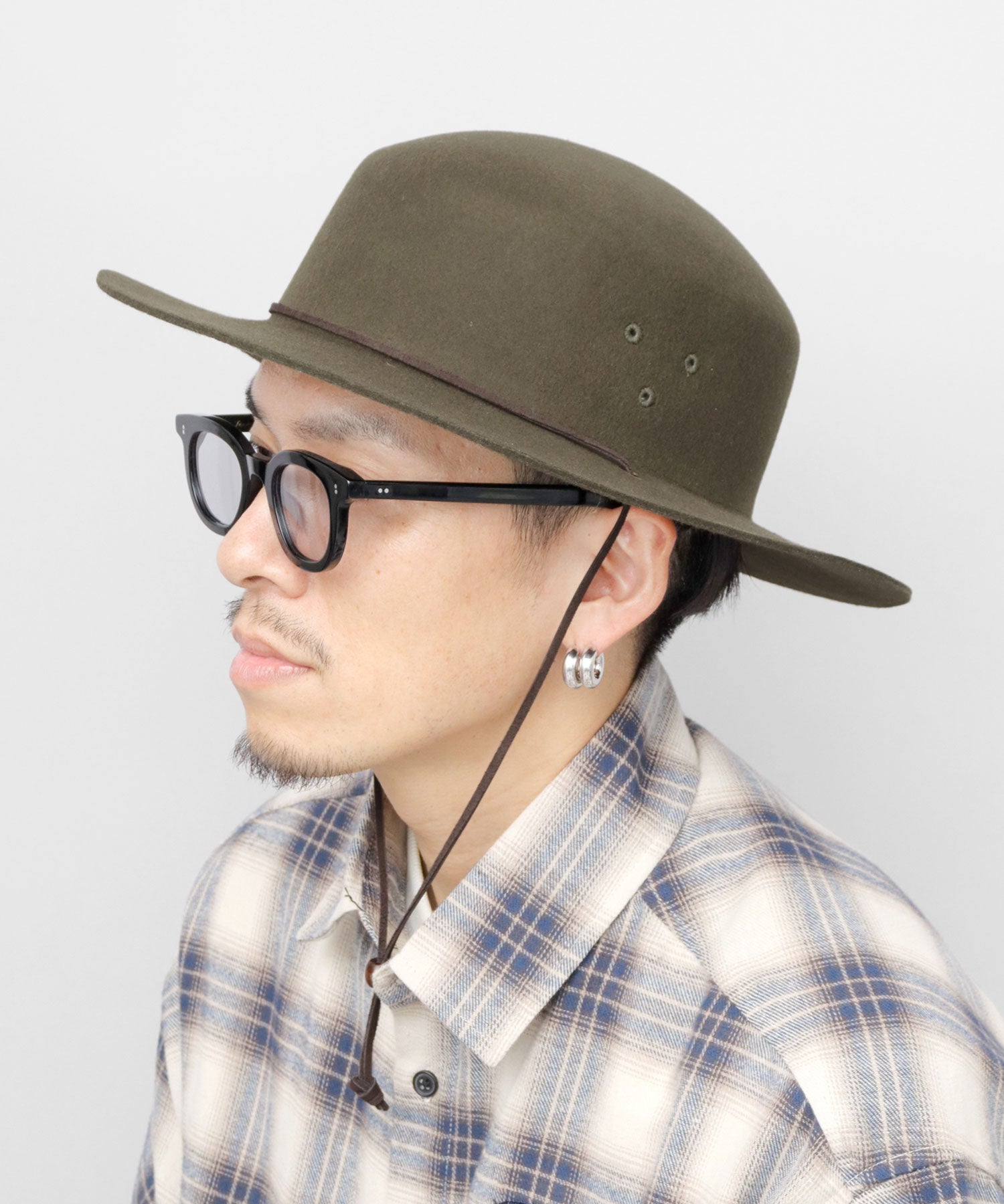 Req Hatter Hat Safari Hat with Chin Strap wool Wide Brim Fall Winter Adventure Hat